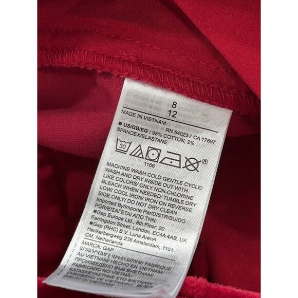 NWT GAP Womens Downtown Velvet Pants Straight Leg Flat Front Career Red Size 8 - Picture 6 of 11